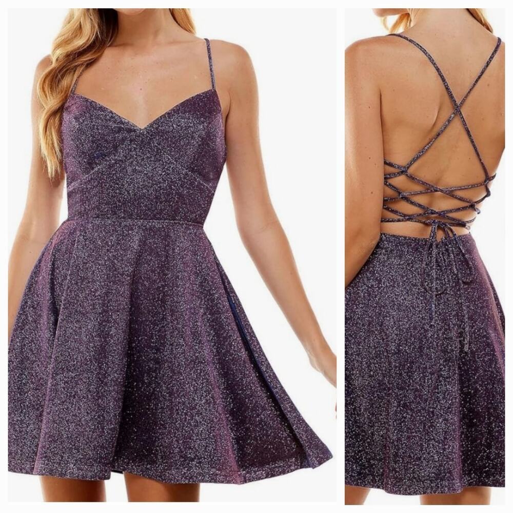 Studio City Purple Sparkle Semi Formal Dress